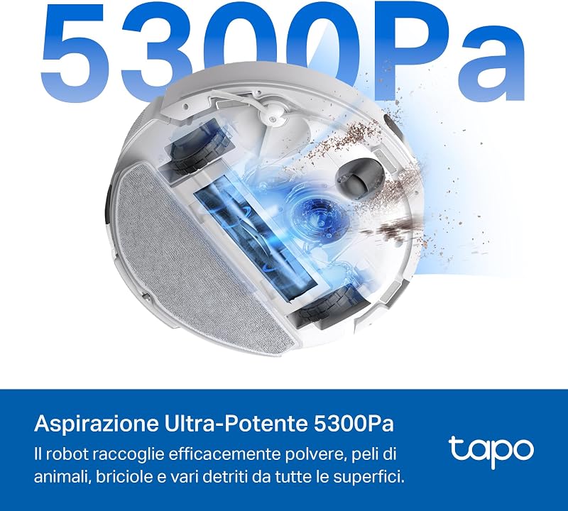 RV30 Max Plus White Robot Aspirapolvere Lavapavimenti con Mappatura 5300Pa, Svuotamento Automatico Polvere 3L, Doppia Navigazione LiDAR+IMU, Zone No-Go e Muri Virtuali, Controllo APP&Alexa&Google
