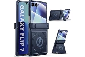 Spoovcto for Samsung Galaxy Z Flip 7 Case with Hinge Protection, MagSafe Compatible, Hidden Dual Foldable Kickstand, Wireless