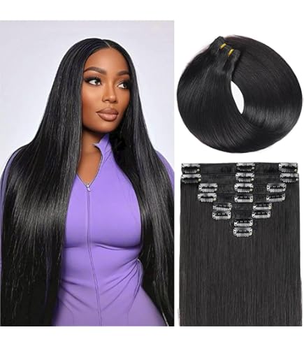 Amazon.com : HOTBANANA Seamless Clip in Hair Extensions 20  display picture 3