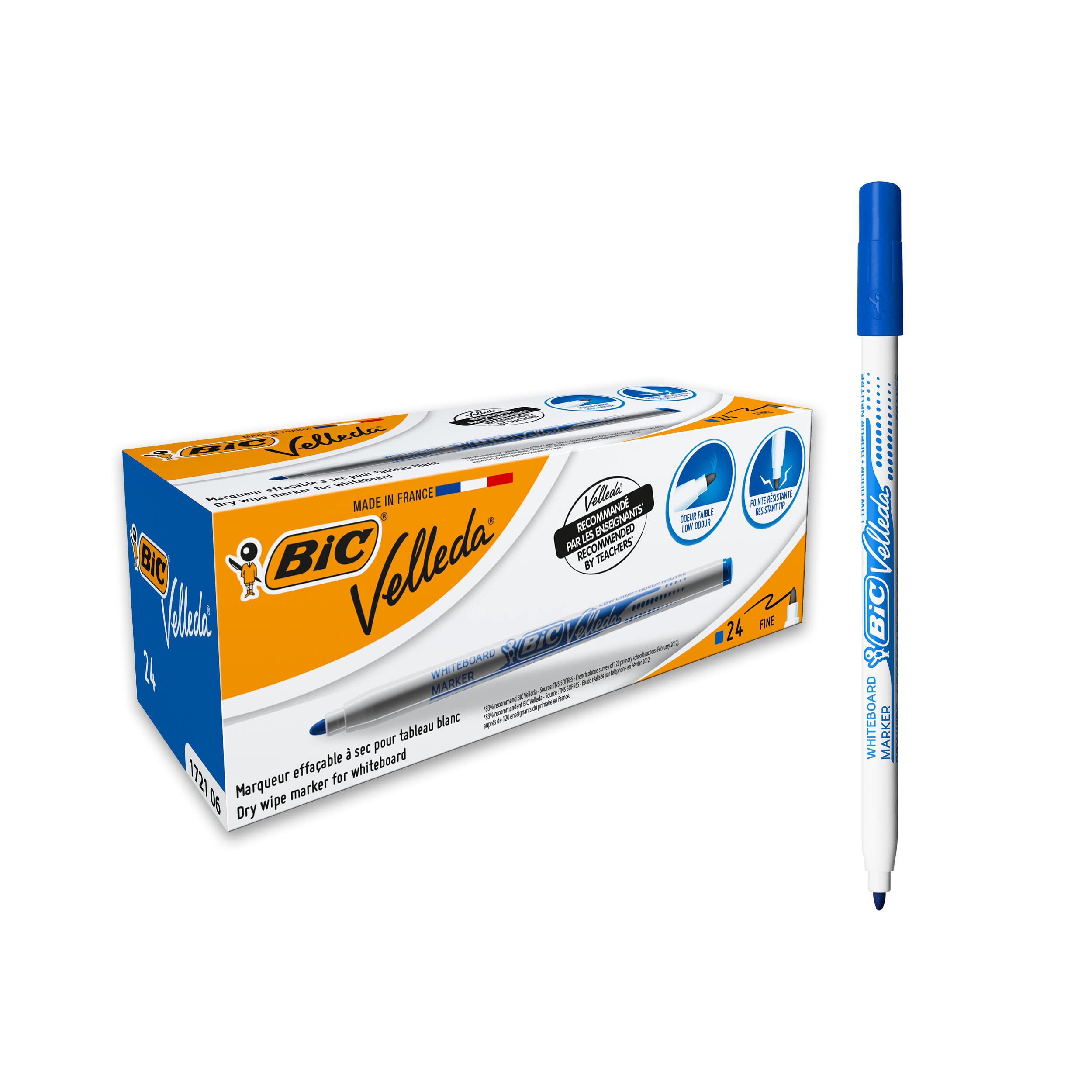 BIC Velleda 1721 Whiteboard Pens - Blue, Box of 24