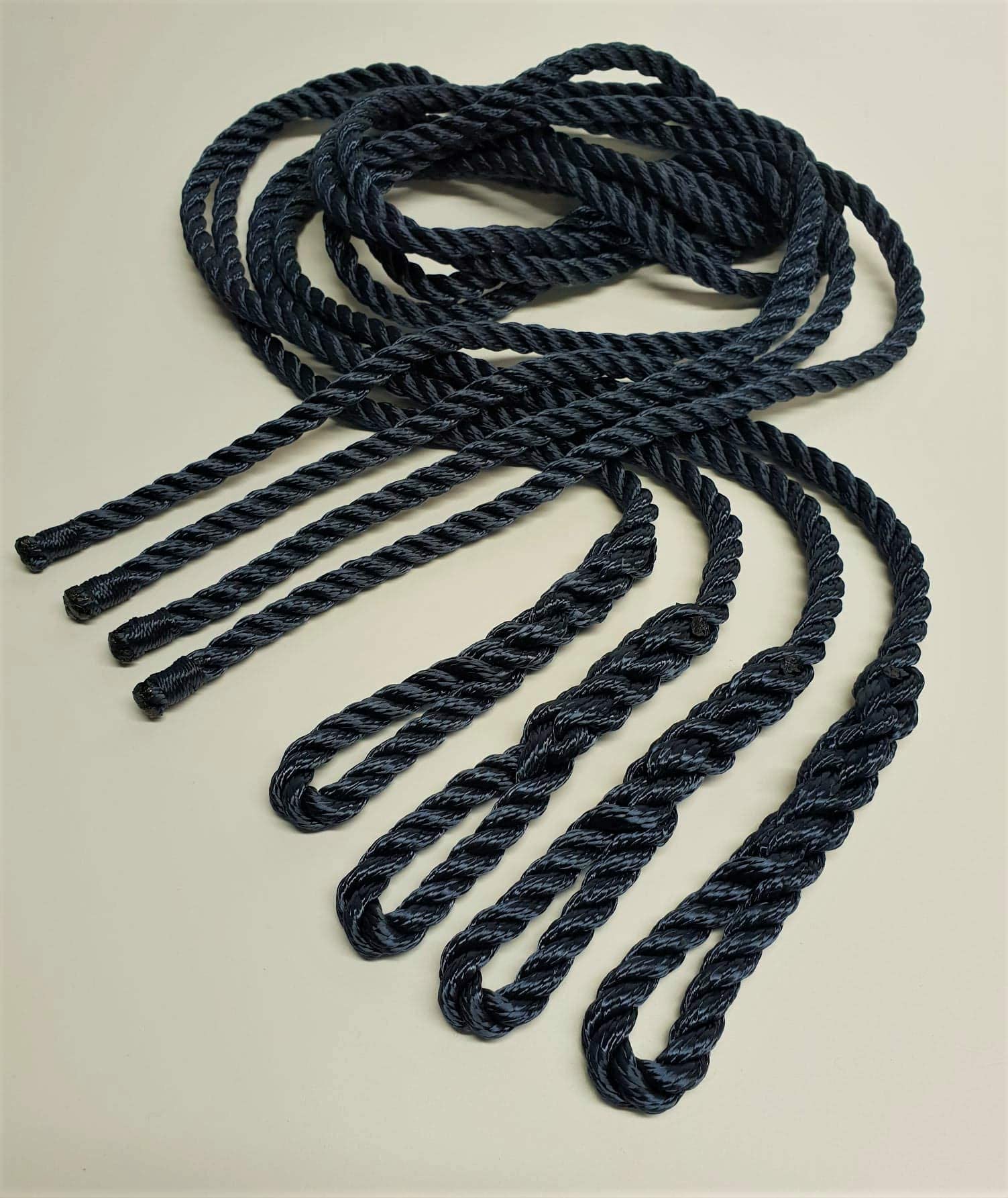 8mm 1mt 3strand Fender lines rope fender tie Polyester spliced whipped stitched Ready to use (Navy, Pieces: 6)