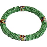 Tembo Crafts Africa - Handmade Bangle - Maasai Beaded Bracelet, Green