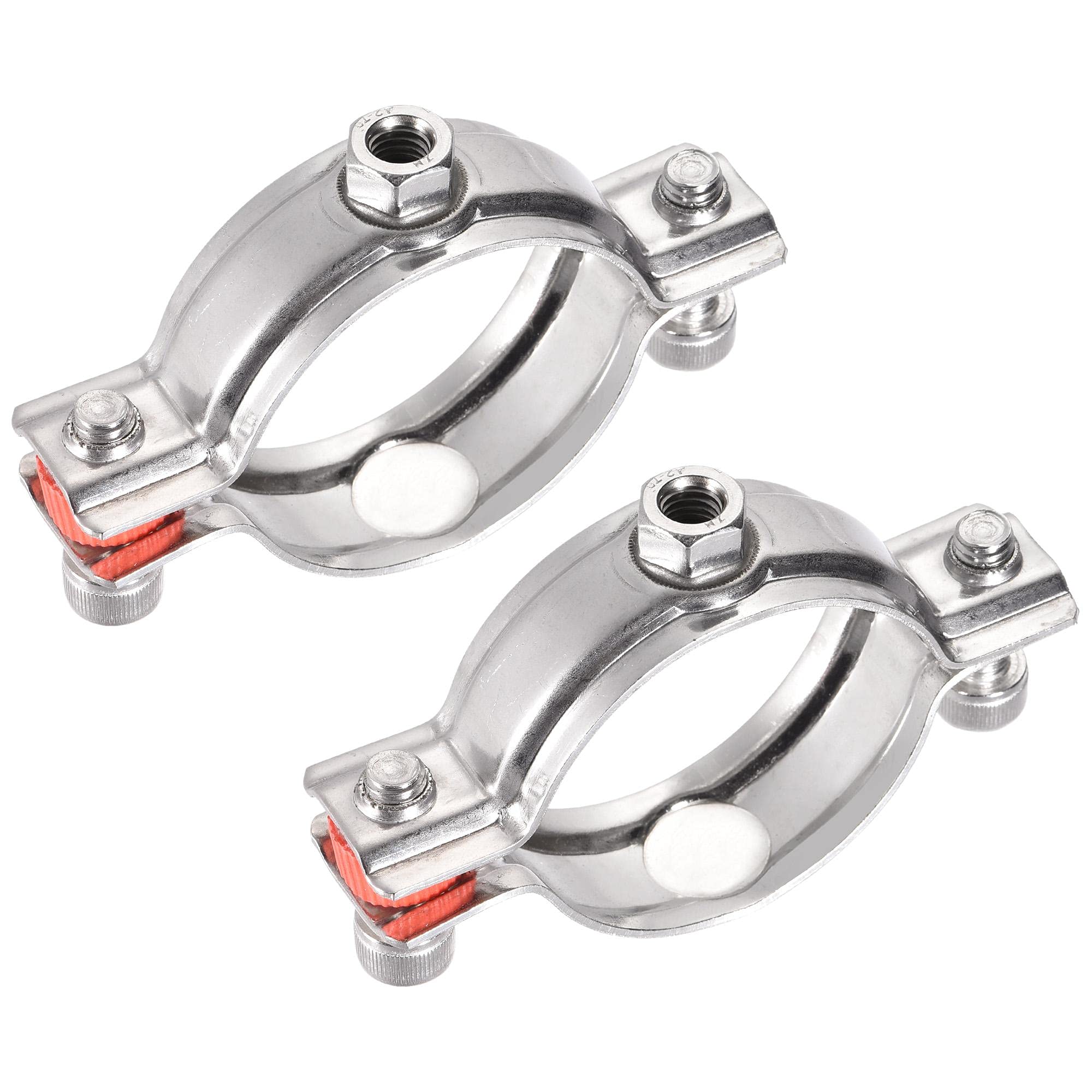 sourcing map Wall Ceiling Mount Pipe Supports, 304 Stainless Steel Adjustable Pipe Bracket Clamp for 54-57mm Pipe 2pcs