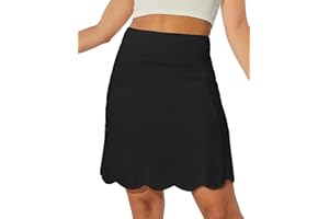 M MOTEEPI 20" Scalloped Hem Golf Skirts for Women with Zipper Pockets Womens Skort Tummy Control