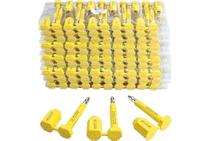 NovelBee 100pcs Bolt Seals for Containers,Metal Seals for Container,Shipping Container Locks,Shipping Seal with Print Progressive Numbering for Cargo Containers,Truck Trailers (Yellow)