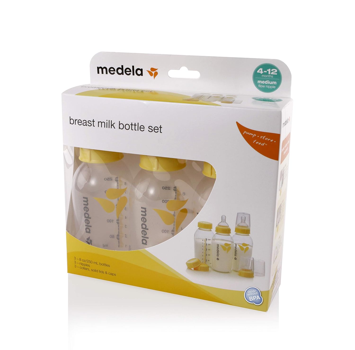 Medela, Breast Milk Storage Bottles, 3 Pack, 8 Ounce : Baby Bottles : Baby