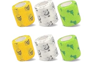 SafeSense 6 Pack Vet Wrap 2 inch for Dogs Horses, Pet Wrap Bandage Self Adhesive, Coban Bandages for Wounds Breathable Non Woven for Dog Cat Horse Pet Animals