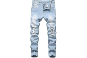 Lanscadran Boy's Skinny Fit Ripped Distressed Stretch Fashion Denim Jeans Pants
