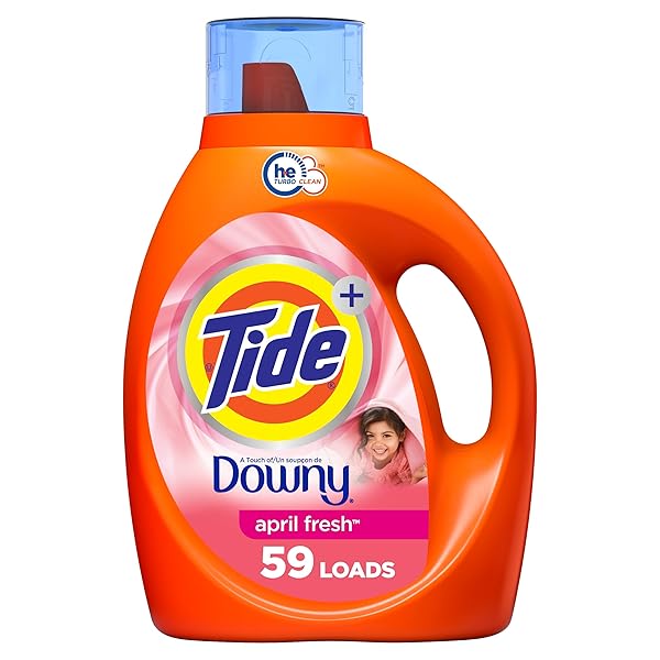 TIDE PLUS A TOUCH OF DOWNY LIQUID LAUNDRY DETERGENT, APRIL FRESH, 84 FL OZ, 59 LOADS, HE COMPATIBLE