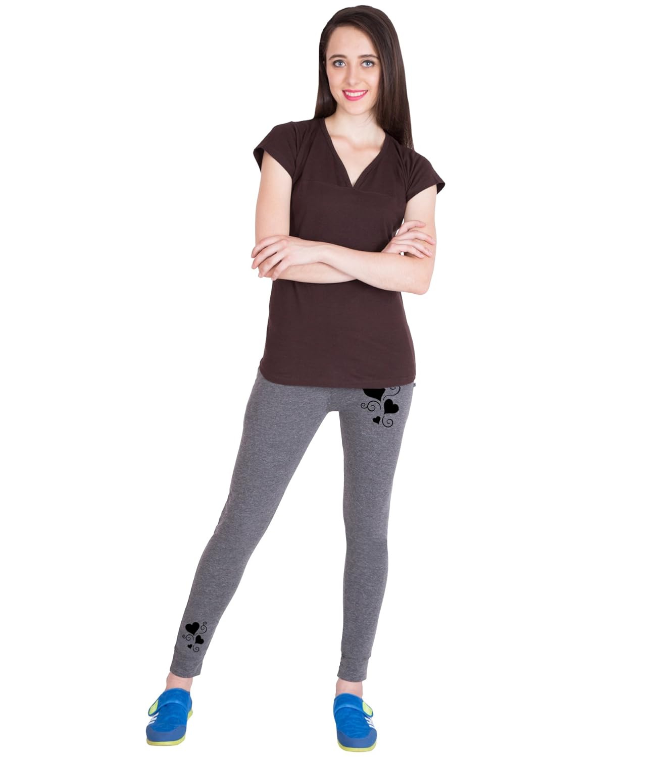 american-elm women's slim fit dark melange printed jogger for workout