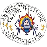 (3Pcs) I'm Fine This is Fine Everything's Stickers Motivational Quotes Stickers Decal Waterproof Vinyl Stickers Adult for Laptop Kindle Car Tumbler Water Bottle Mug Phone Notebook Helmet Size 3”x3”