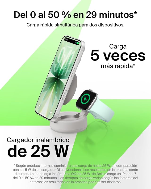 UltraCharge Pro Cargador Inalámbrico Magnético 2 en 1 Qi2 25W Arena