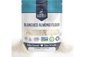 Great River Milling Blanched Almond Flour | Finely Ground Gluten Free Baking Alternative | Made from Whole Blanched Almonds | Non-GMO, Glyphosate Free, Kosher, Vegan Certified | 2 Lb