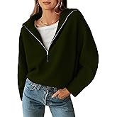 BTFBM Womens Sweaters Quarter Zip Pullover V Neck Collar Long Sleeve Ribbed Knit Loose Casual 2026 Winter Fall Sweater