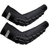 Frelaxy Padded Elbow Forearm Sleeves 2 Pack Compression Crashproof Arm Pads for Football Basketball Volleyball Soccer