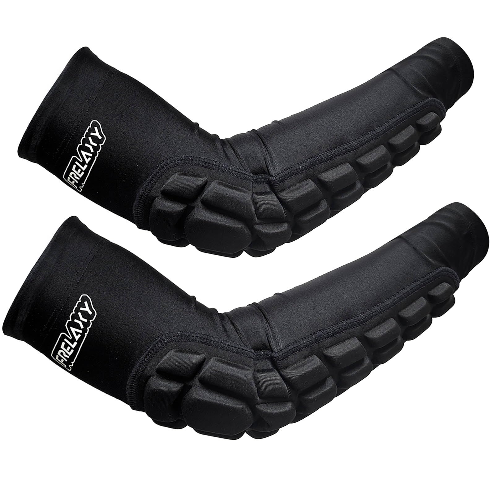 Photo 1 of Frelaxy Padded Elbow Forearm Sleeves 2 Pack Compression Crashproof Arm Pads for Football Basketball Volleyball Soccer (Black, S)