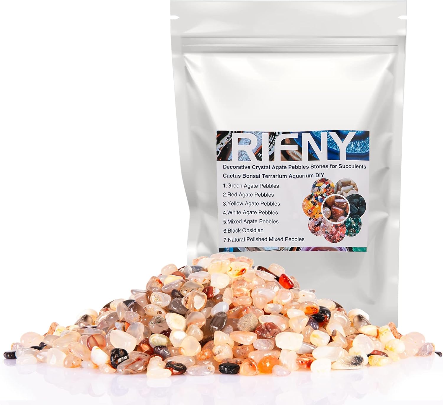 Hardscaping Materials - RIFNY Decorative Stones, 0.3 Inch White Polished Gravel Rocks for Plant Flower Pots Vase Filler Decorative Air Plants Bamboo Succulents Cactus and Aquarium Fish Tank Decor (1 LB, White)