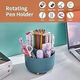 Marbrasse 360° Rotating Desk Organiser with 5 Compartments Dark Green view 4