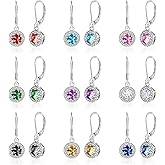 Dangle Earrings for Women Multicolor Crystal Drop Earrings Set and Fashion Cubic Zirconia Leverback Earrings 925 Silver Hypoallergenic Dangle Earrings Trendy Jewelry Gifts for Women