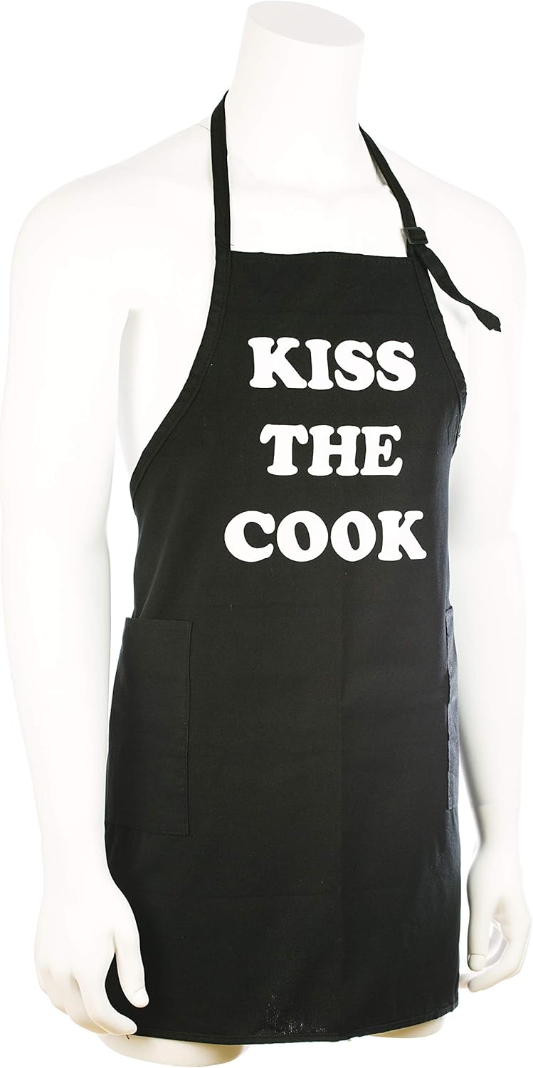 Funny Guy Mugs Kiss The Cook Adjustable Apron with Pockets - Funny Apron For Men & Women - Perfect for Kitchen BBQ Grilling Barbecue Cooking Baking: Kitchen & Dining