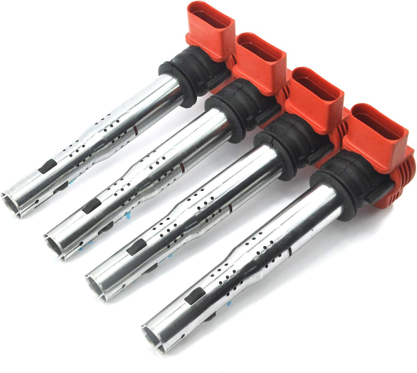 Set of 4 Pieces Red Ignition Coils Fit For AU.DI A4 1.8T Turbo 2001-2005