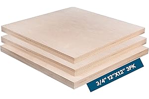 ANDERSON PLYWOOD Baltic Birch Plywood B/BB Grade (3/4" x 12" x 12") Perfect for Arts, Crafts, School & DIY Projects, Drawing, Painting, Wood Engraving & Burning