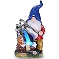 Garden Gnome Statue, Gnome Decoration for Yard with Blue Solar Light, Patio Porch Yard Garden Decor for Outside, Lawn Ornament
