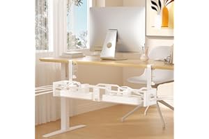 Punmoy Cable Management Under Desk 25.12", Extra Large Desk Cable Organizer No Drill for Home, Wire Management Tray with Adju
