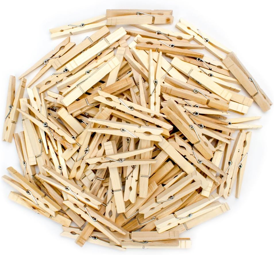 100-pack Natural Wood Spring Clothespins by Knack