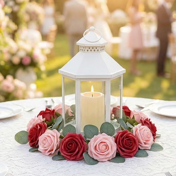 LIFEWIT ARTIFICIAL FLOWERS, 50 PCS DARK RED FOAM REAL LOOKING ROSES WITH STEMS, FAKE ROSES FOR DIY WEDDING BOUQUETS, CENTERPIECES ARRANGEMENTS, VALENTINE DECORATIONS