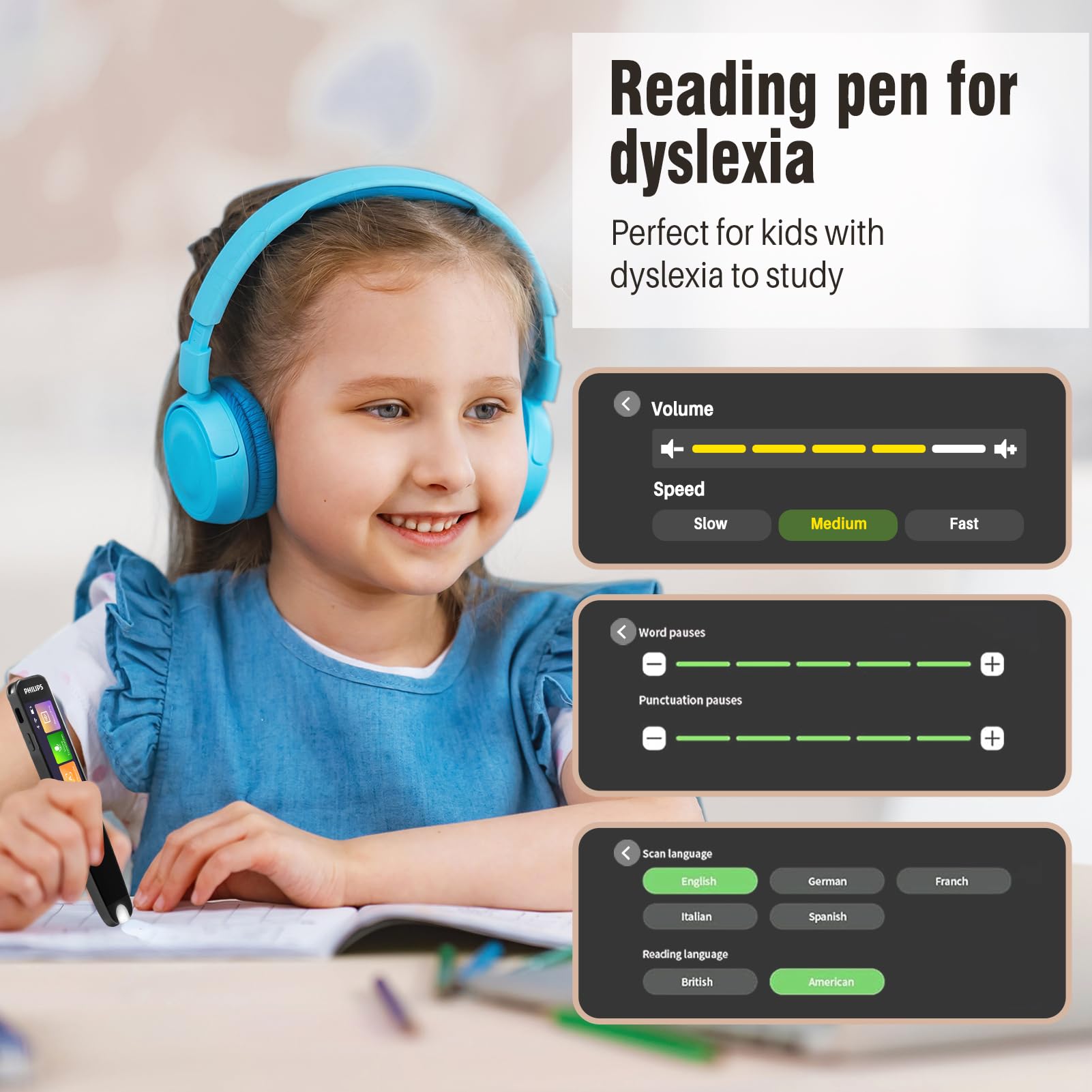 Translation Pen, Scan Reader Pen OCR Digital Pen Reader, Translator Pen Text to Speech Device, Reading Pen for Dyslexia, Wireless Translation Pen Scanner for Business Students Adults