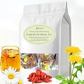 30 Bags Dandelion Wolfberry Tea, Goji Berry Chrysanthemum Cassia Seed Tea, Seven Natural Herbal Ingredients, For Kidney & Liv