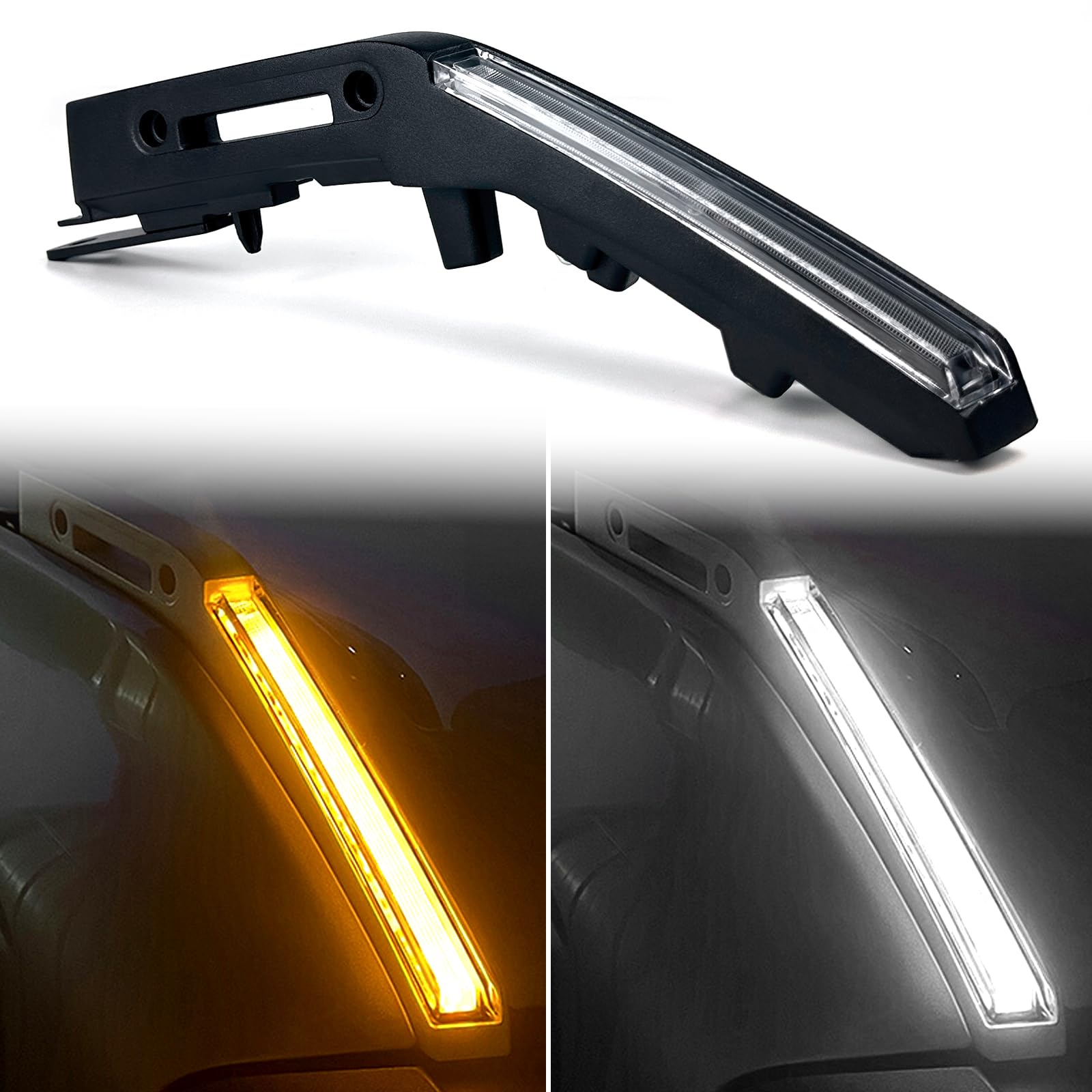 Photo 1 of LED Hood Handle Lights fit for Ford Bronco 2021 2022 2023 2024 2025 Accessories Daytime Running Light Fog Light with White LED DRL - Amber Sequential Turn Signal