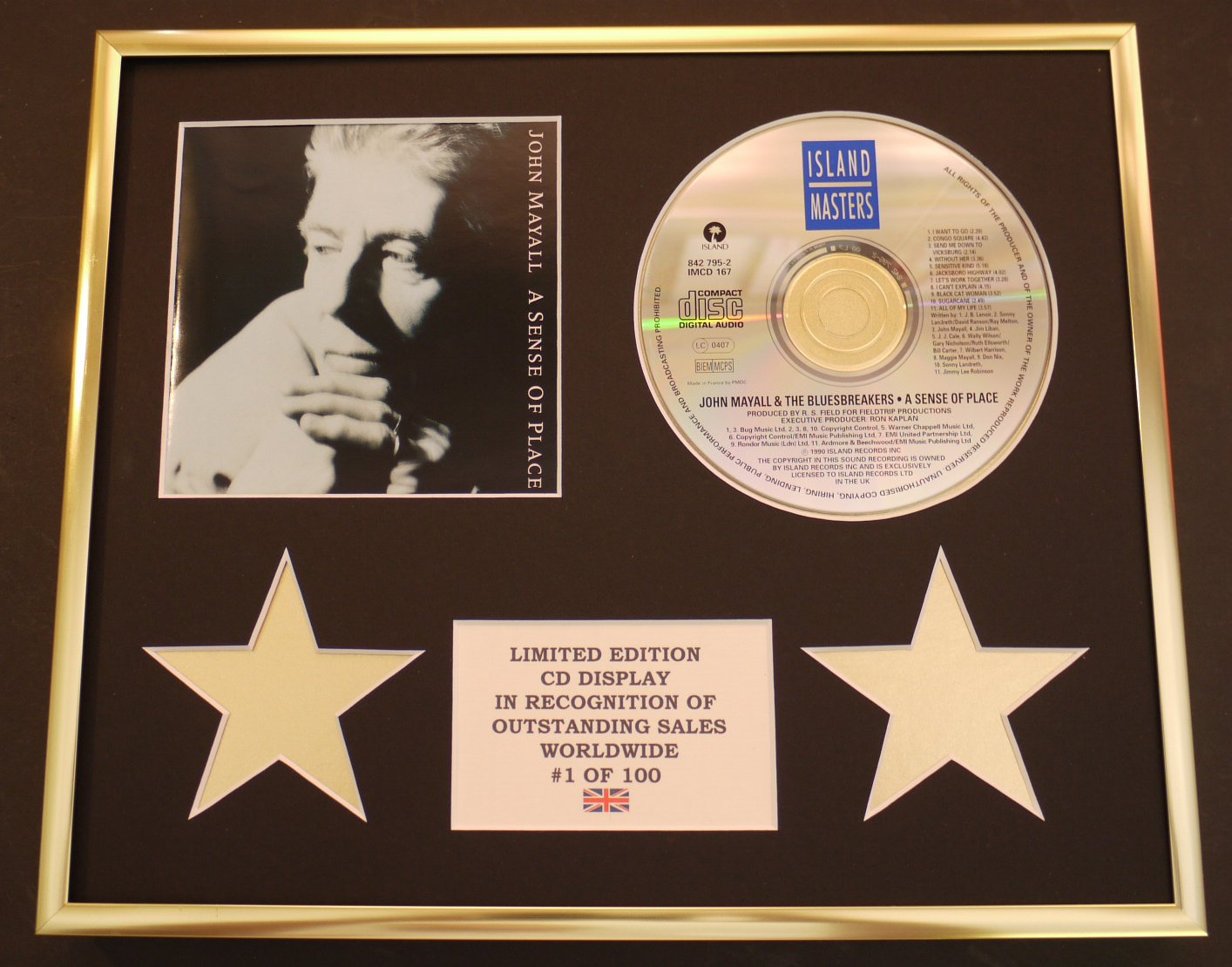 JOHN MAYALL/CD DISPLAY/LIMITED EDITION/COA/A SENSE OF PLACE