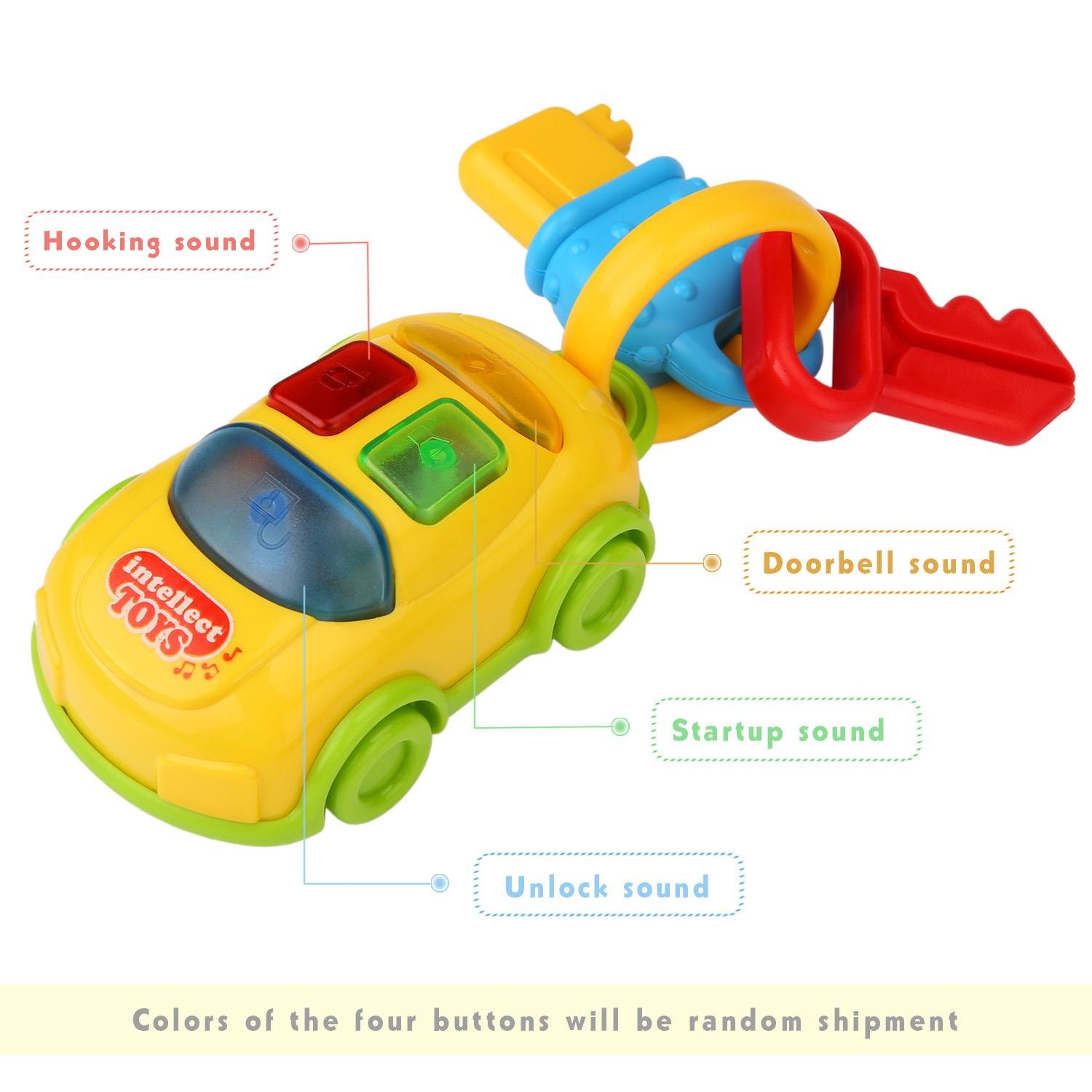 Car Keys Rattle Toy Set with Doorbell Car Alarm Lights & Designed Package Best Gifts for Babies Toddlers by Peradix