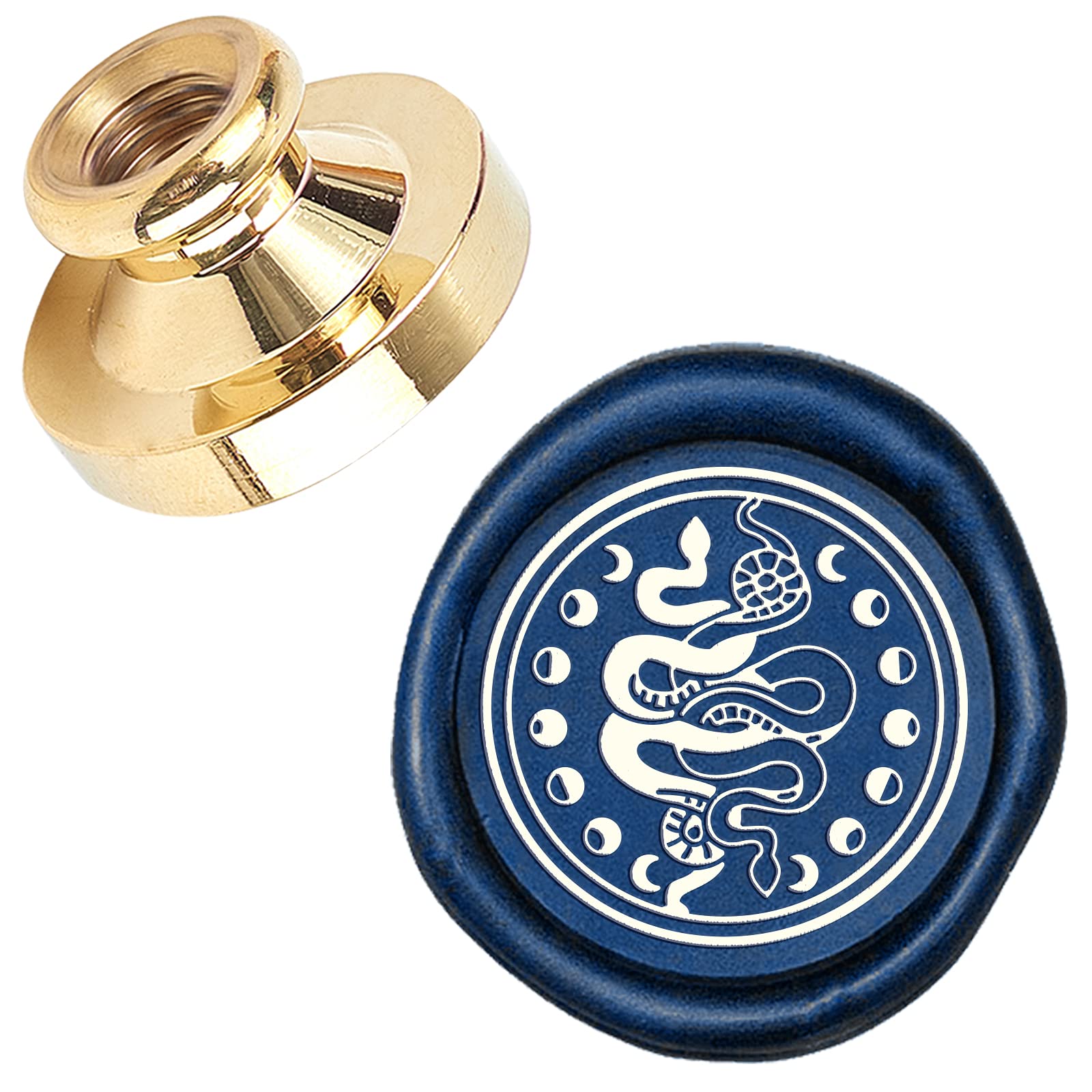 CRASPIRE Wax Seal Stamp Moon and Snake 25mm Vintage Sealing Wax Stamp Brass Head Only for Envelope Card Invitations Gift Wedding Halloween Christmas New Year