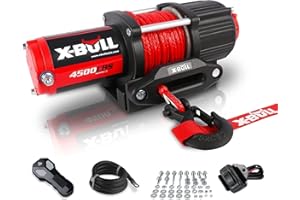 X-BULL 4500 lbs ATV/UTV Winch 12V Electric Winch Kits with Fairlead, Waterproof IP67, Synthetic Rope Winch with Wireless Remo