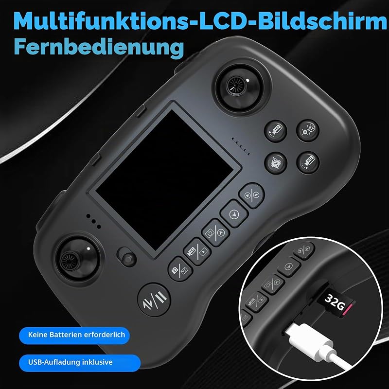 Drohne mit Kamera LCD-Bildschirm Live Video, Drone mit Bürstenlosem Motor, 270°-Hindernisvermeidung, 3D Flips, Zusammenklappbarer RC Mini Quadcopter für Erwachsene Anfänger, Unter 250G, Geschenk
