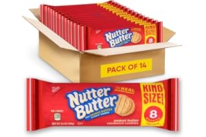 CHAIN & JO SWEETS Nutter Butter Peanut Butter Sandwich Cookies King Size - 14 Pack of 3.5 oz Snack Packs with 8 Cookies per Pack - Perfect for Sharing and Snacking Anytime Thanksgiving Dinner Cookies