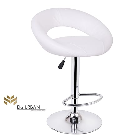 Da URBAN Smiley Bar Stool/Chair (White) (1 Pc) Height Adjustable- ISO & BIFMA Certified