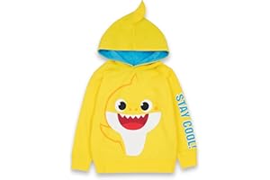 Baby Shark Kids Hooded Sweatshirt |Boys & Girls Stay Cool Yellow Singing Sea Creature Family 3D Fin Blue Lined Graphic Hoodie
