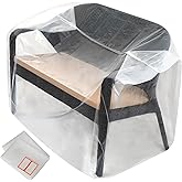 2-Pack Patio Loveseat Bench Cover - Reusable & Heavy-Duty Clear Plastic Outdoor Patio Furniture Covers Waterproof, Extra-Thick Outdoor Furniture Waterproof Couch Cushion Covering, 58" x 28" x 52.5"