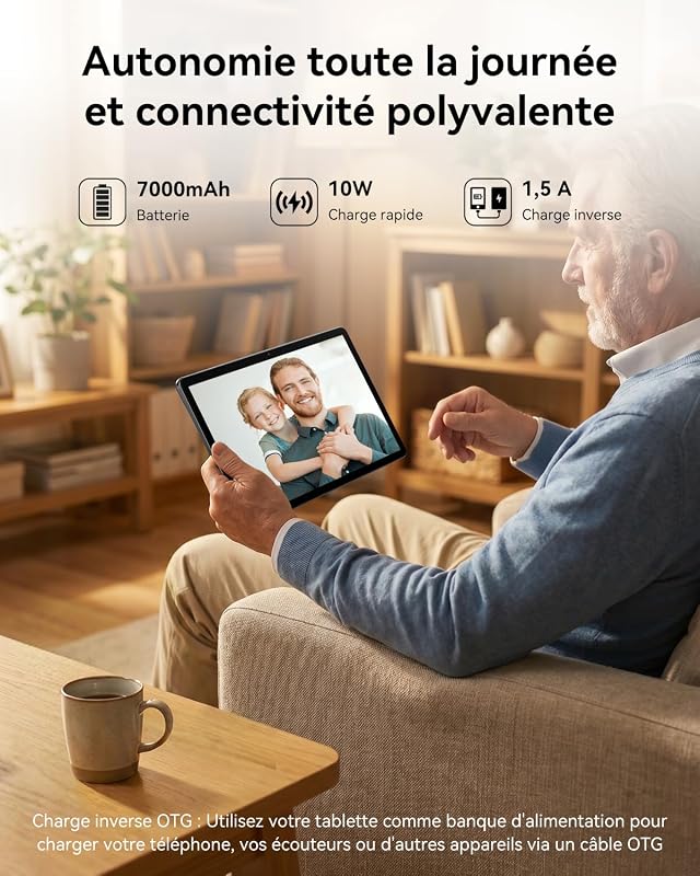 T30 11 Pouces Tablette Android 16, 4 Ans Garantie, 64Go ROM+4To