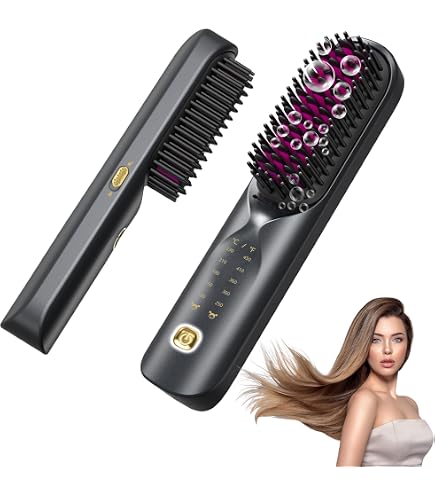 Amazon.com : TYMO Cordless Hair Straightener Brush - Porta  display picture 3