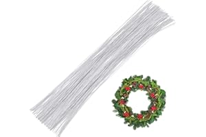 SOCNITC 100pcs Floral Wire White, 26 Gauge Flower Wire Sticks, Floral Supplies 14 inches for DIY Floral Arrangements Floral Arranging Craft Projects Corsages, Wedding Bouquet