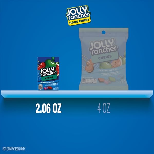JOLLY RANCHER CHEWS ASSORTED FRUIT FLAVORED CANDY BOX, 2.06 OZ (12 COUNT)