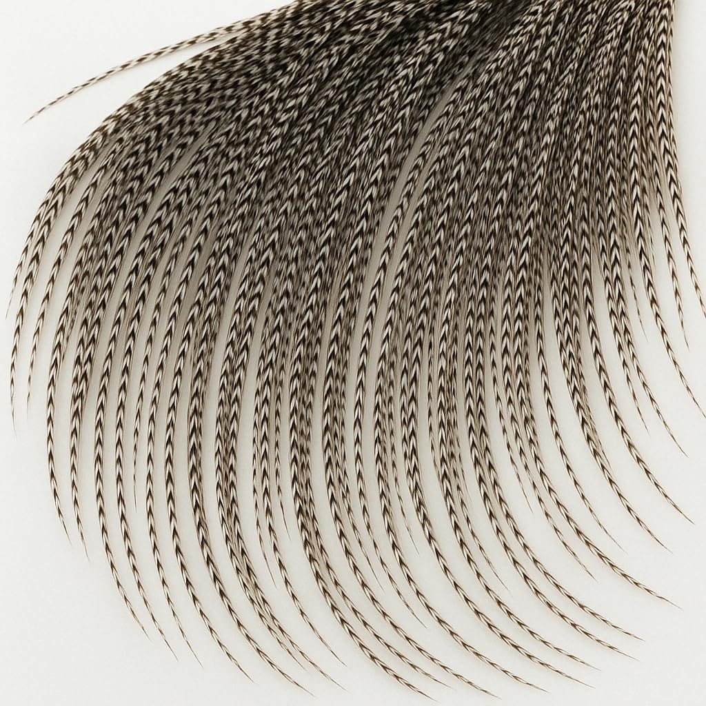 Photo 1 of 25 Feather Hair Extension Kit 7"-13" long – 100% Real Rooster Feathers – Long, Natural Strands by Sexy Sparkles (Grizzly)