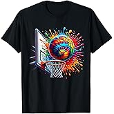 Colorful Basketball Tie Dye Color Splash Basketball Hoop Net T-Shirt