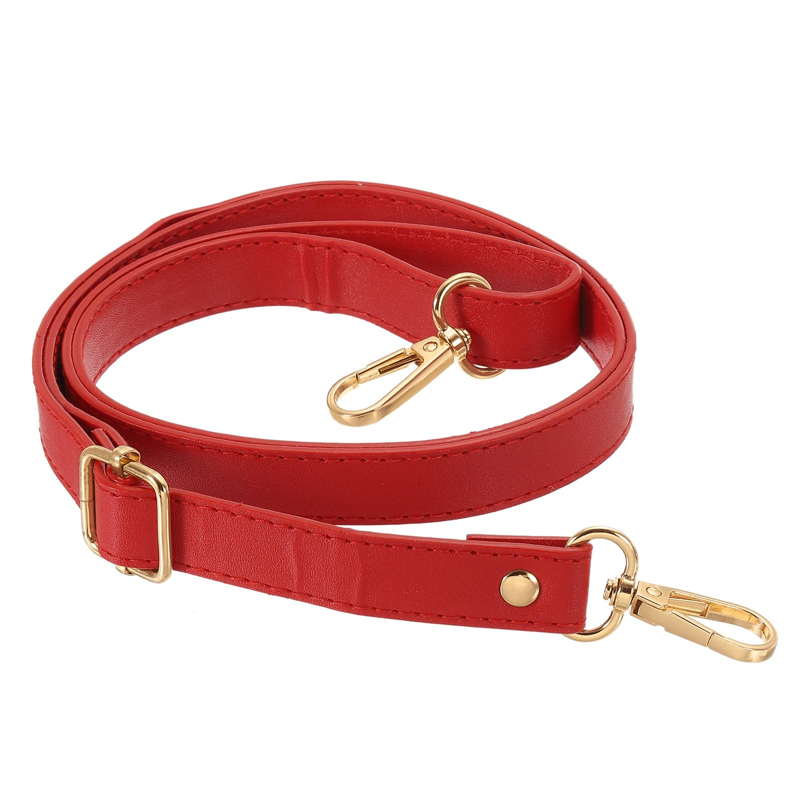 PATIKIL Leather Purse Strap Replacement 51 Inch, Adjustable Shoulder Crossbody Replacement Strap with Gold Hardware, Red