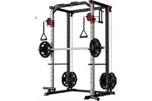 Garvee Power Cage, Multi-Functional Power Racks for Home Gym with Dual Pulley Systems, 1200 LBS Weight Capacity Fitness Squat